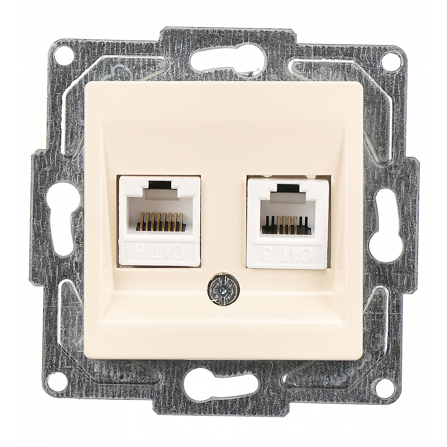 Günsan Eqona Krem Vidalı Data & Nümeris Telefon Prizi (RJ45 Cat6 + Cat3)