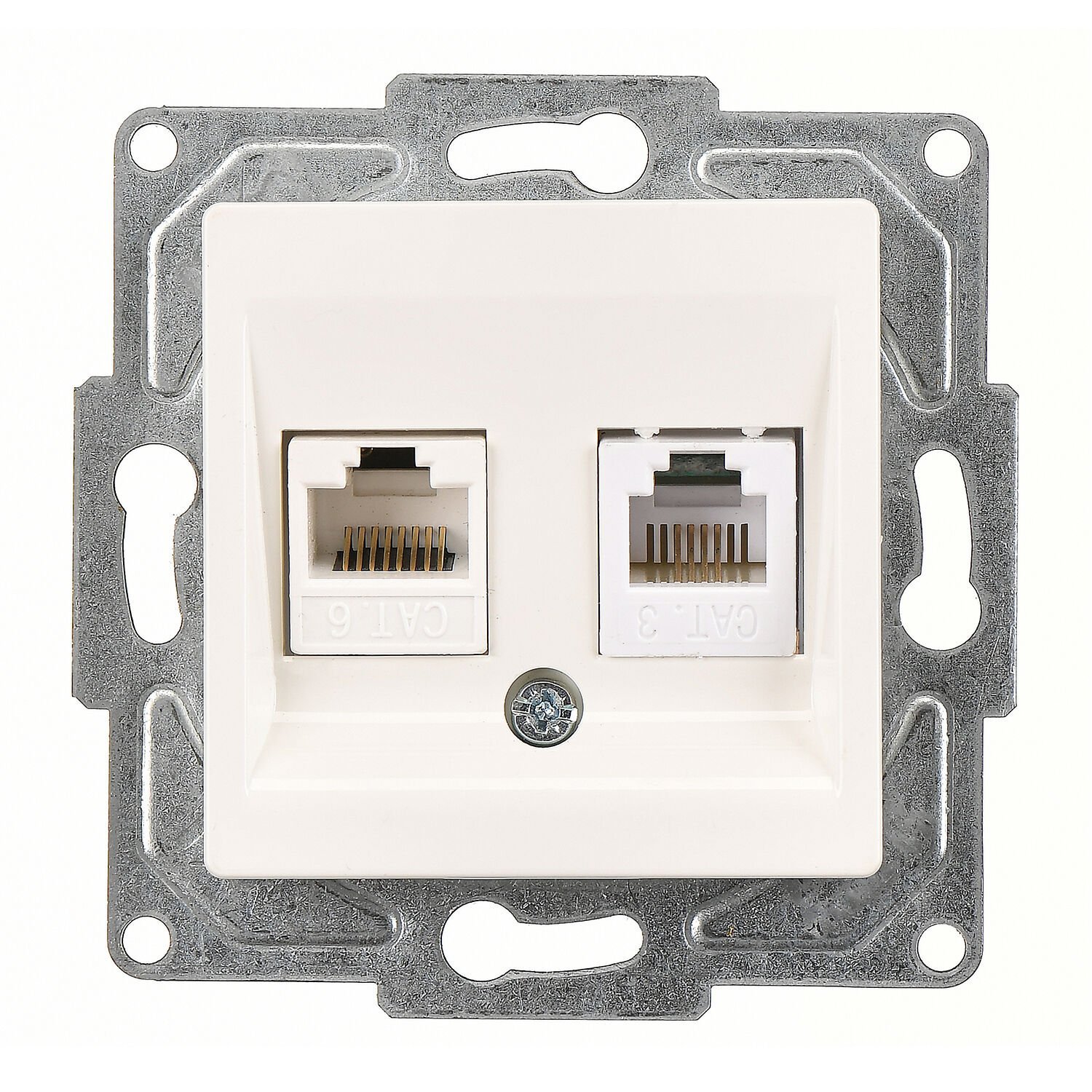 Günsan Eqona Fildişi Beyazı Vidalı Data & Nümeris Telefon Prizi (RJ45 Cat6 + Cat3)