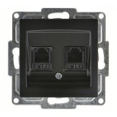 Günsan Visage Metalik Siyah Vidalı İkili Nümeris Telefon Prizi (2 x Cat3)