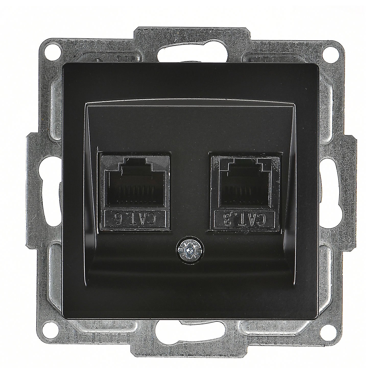 Günsan Visage Metalik Siyah Data + Nümeris Telefon Prizi (RJ45 Cat6 + Cat3)