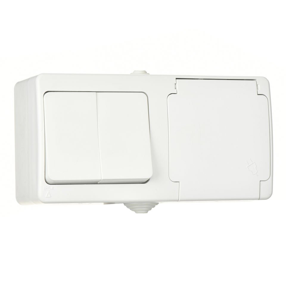 Günsan Fantasy Beyaz İkili Grup Priz (Komütatör + Kapaklı Topraklı Priz)