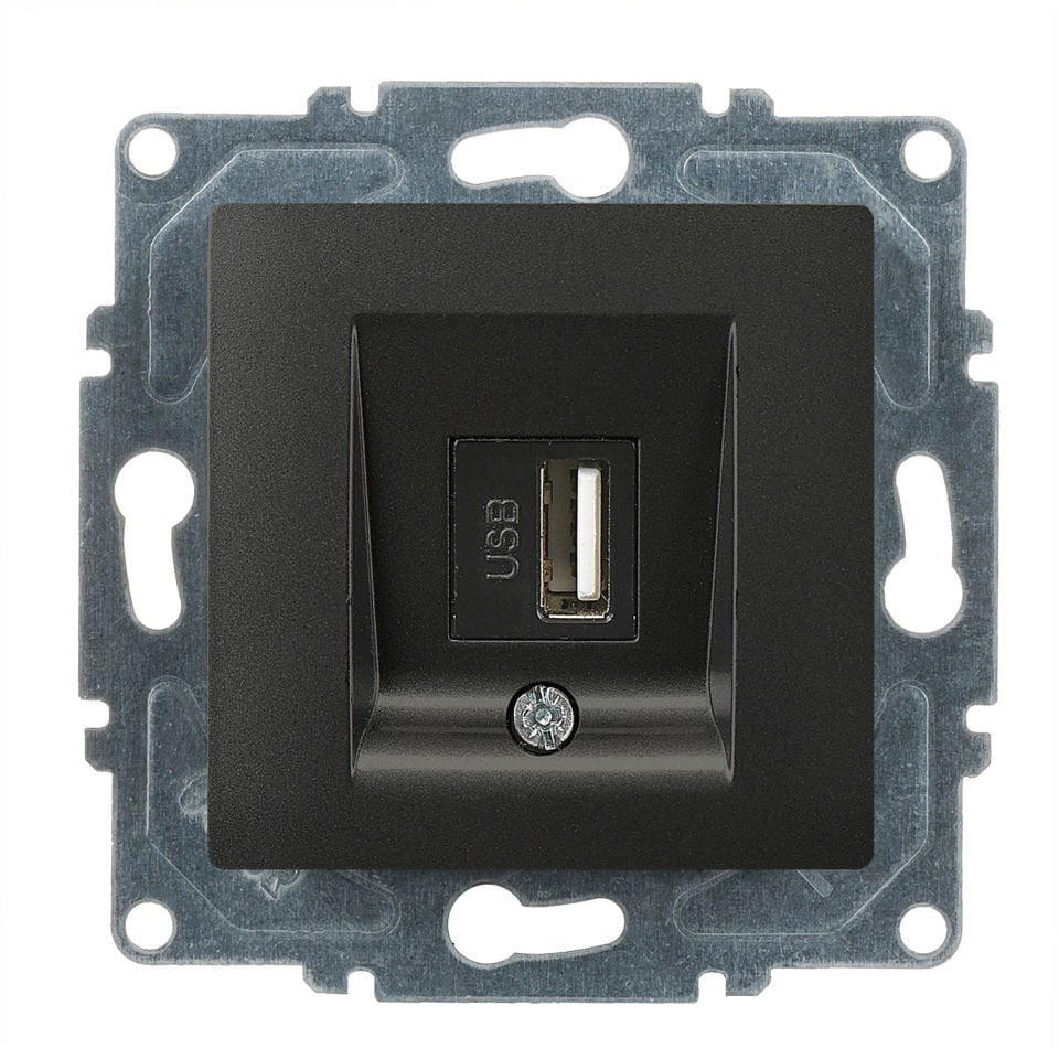 Günsan Visage Metalik Siyah Vidalı USB Data Prizi