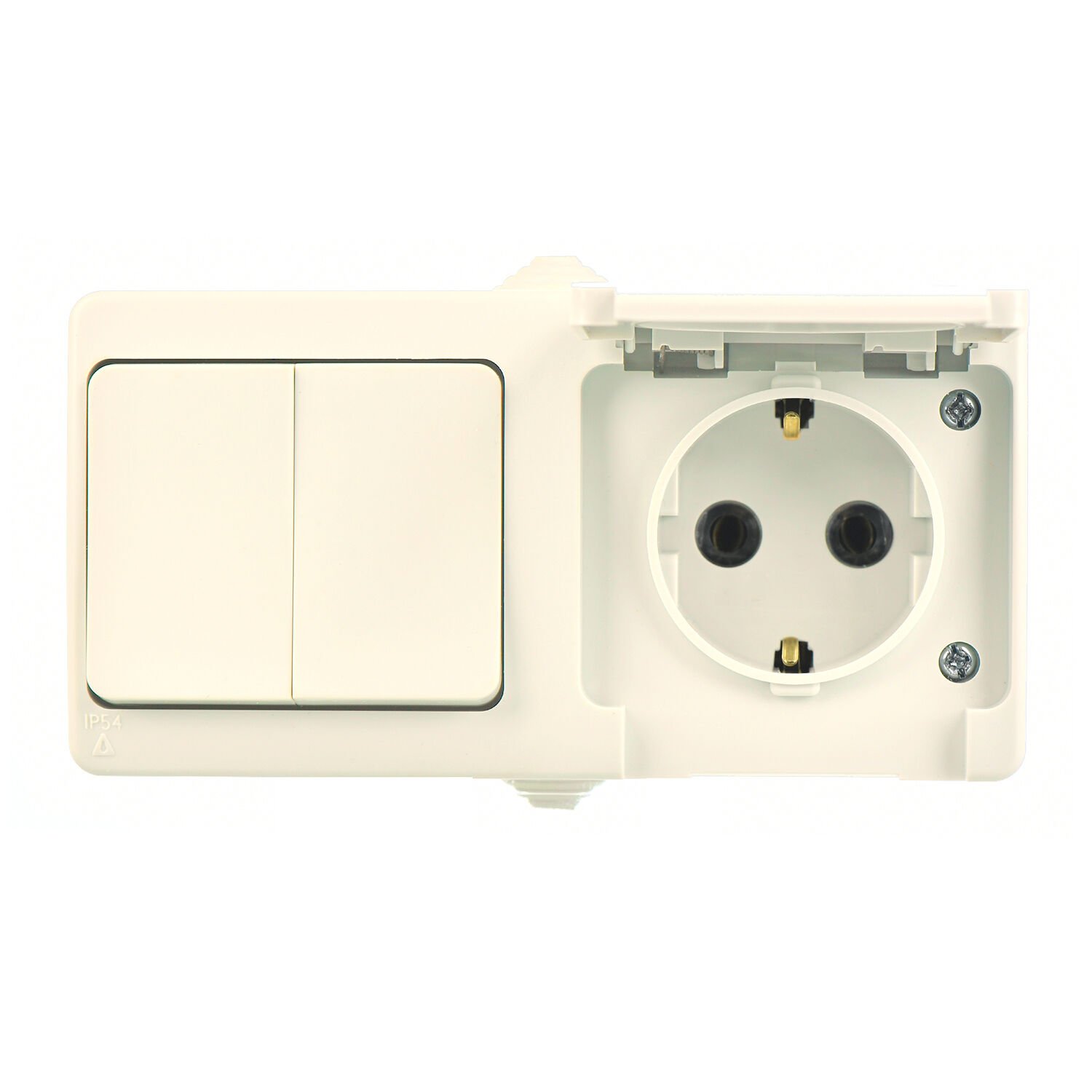 Günsan Fantasy Krem İkili Grup Priz (Komütatör + Kapaklı Topraklı Priz)