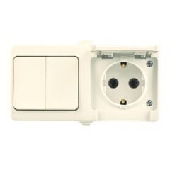 Günsan Fantasy Krem İkili Grup Priz (Komütatör + Kapaklı Topraklı Priz)