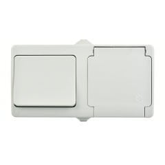 Günsan Fantasy Gri İkili Grup Priz (Anahtar + Kapaklı Topraklı Priz)