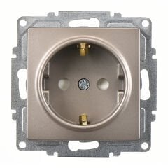 Günsan Visage Mocha Çocuk Korumalı Topraklı Priz - 16A 250V - Vidalı