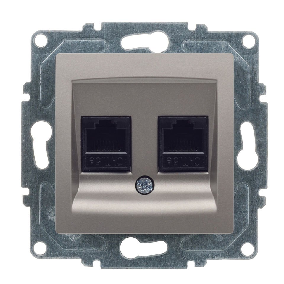 Günsan Visage Mocha Vidalı İkili Data Prizi (2 x RJ45 Cat5E)