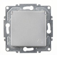 Günsan Eqona Gümüş Çocuk Korumalı Kapaklı UPS Priz - Vidalı