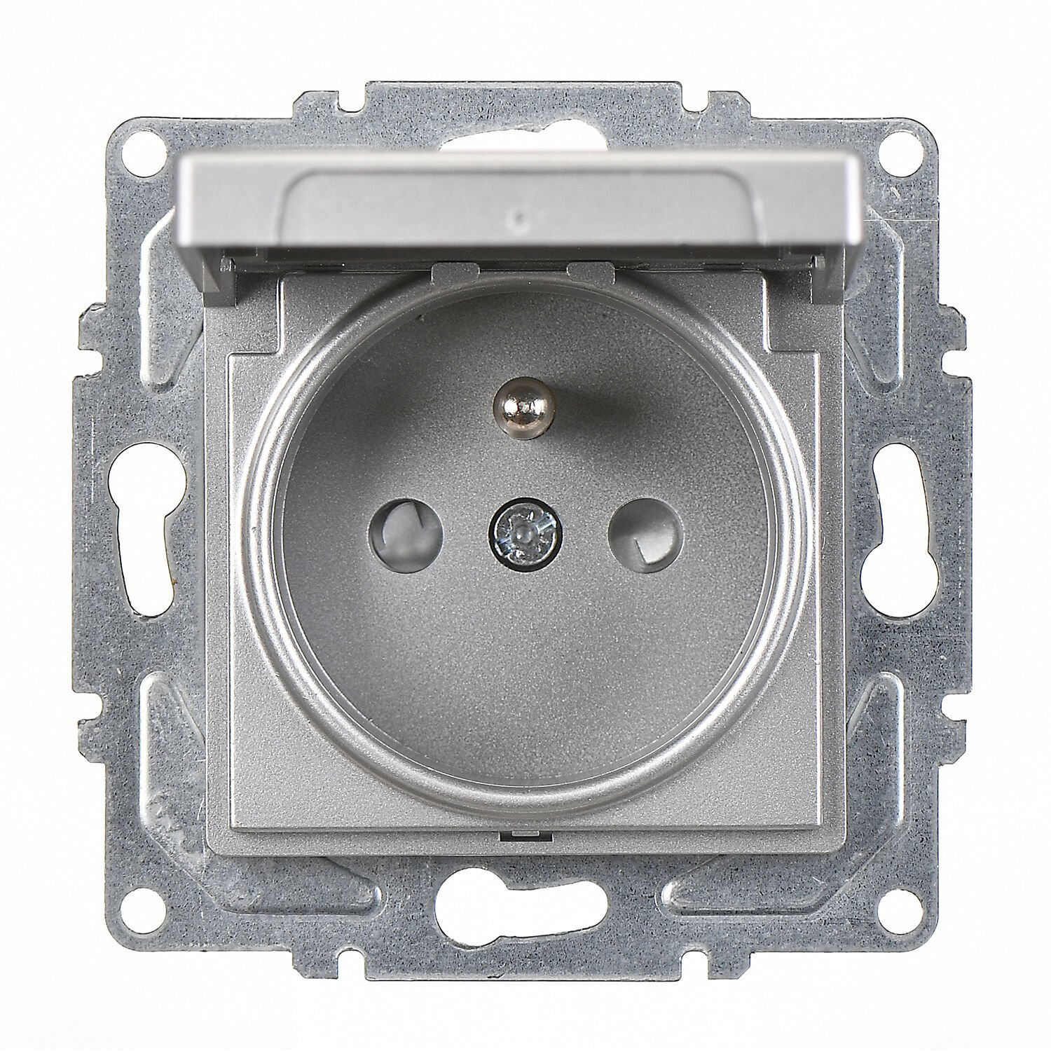 Günsan Eqona Gümüş Çocuk Korumalı Kapaklı UPS Priz - Vidalı