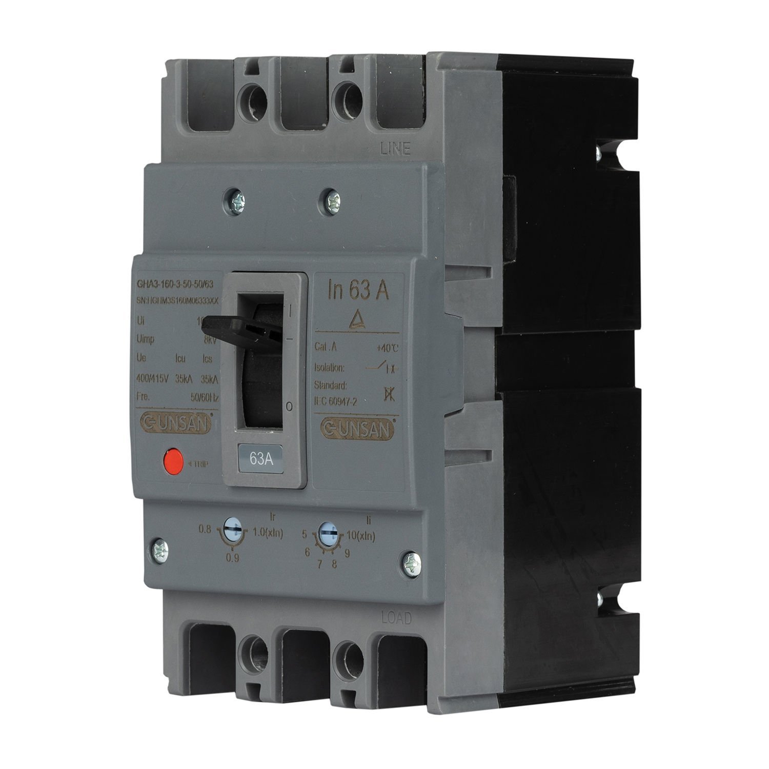 Günsan Valta Kompakt Şalter Ayar Sahalı 3P 63A 40℃ Üç Kutuplu