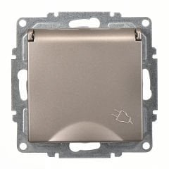 Günsan Visage Mocha Çocuk Korumalı Kapaklı Topraklı Priz - 16A 250V - Klipsli