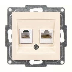 Günsan Visage Krem Data + Nümeris Telefon Prizi (RJ45 Cat6 + Cat3) Mekanizma