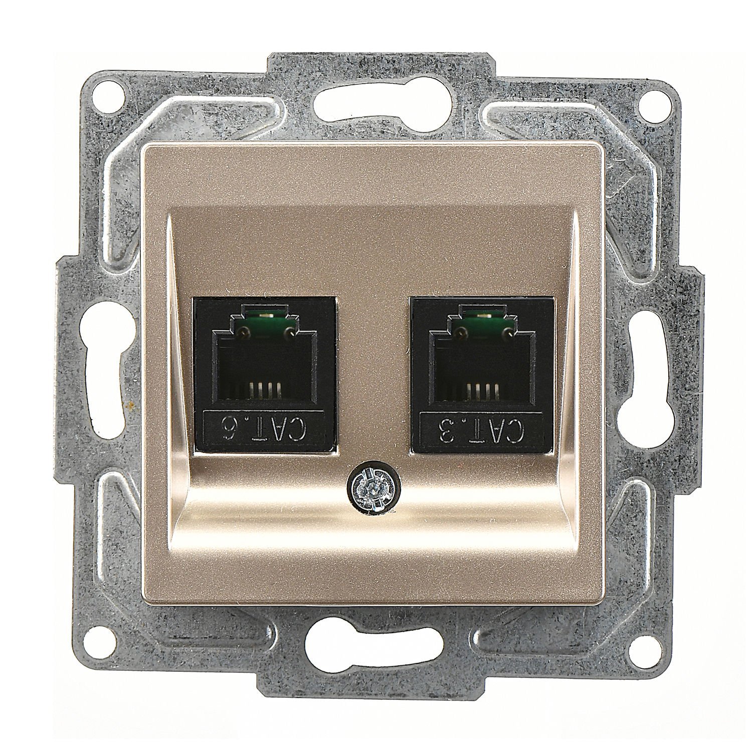 Günsan Eqona Metalik Bej Vidalı Data & Nümeris Telefon Prizi (RJ45 Cat6 + Cat3)