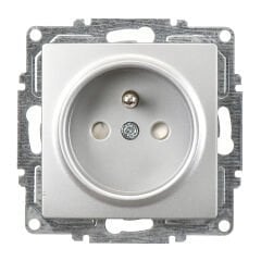 Günsan Visage Gümüş Çocuk Korumalı UPS Priz - 16A 250V - Vidalı