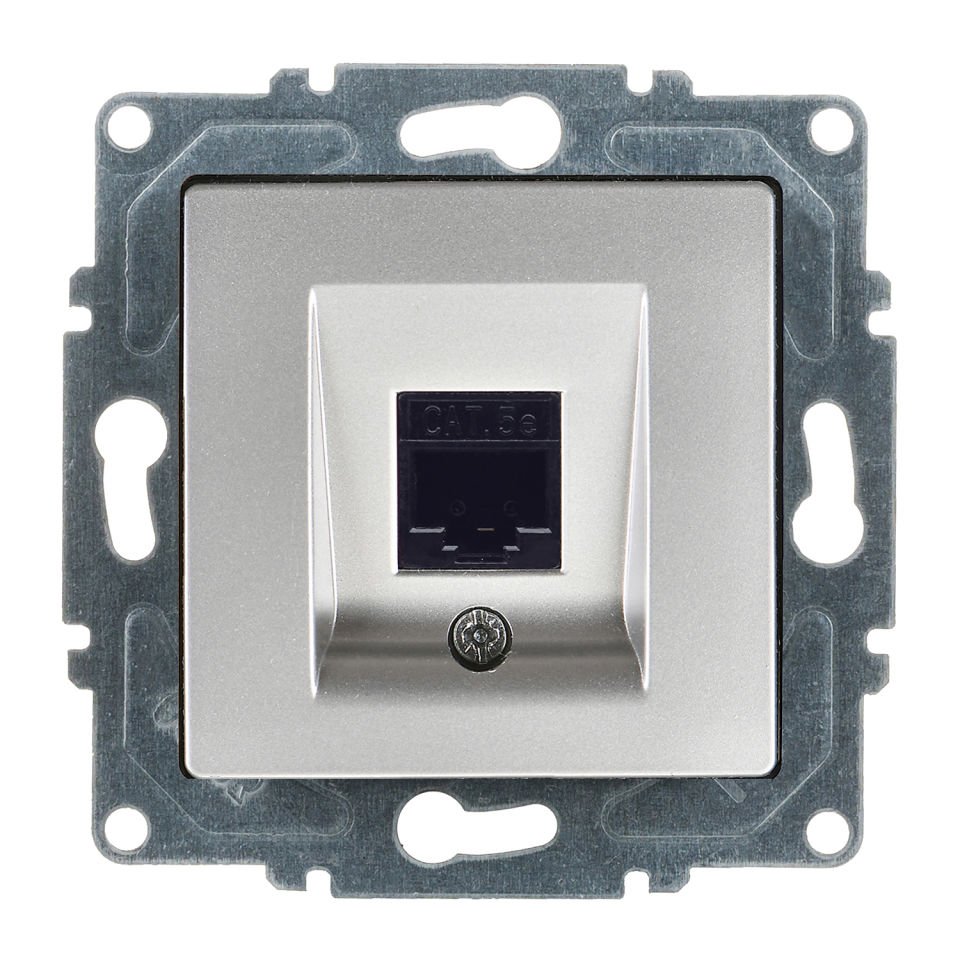 Günsan Visage Gümüş Vidalı Tekli Data Prizi (RJ45 Cat5E)