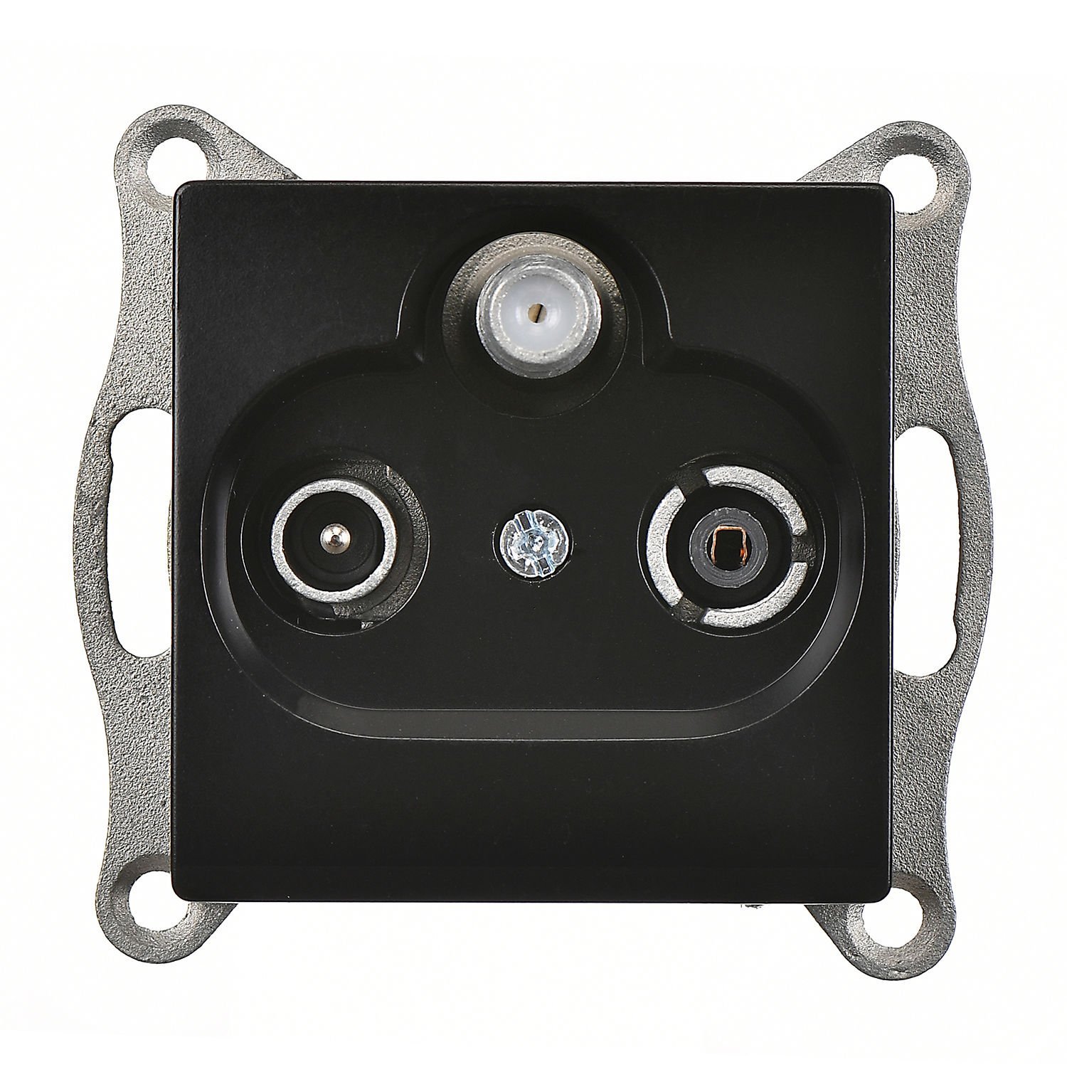 Günsan Visage Metalik Siyah Vidalı Tekli Uydu Prizi (Sat-TV-Radyo)