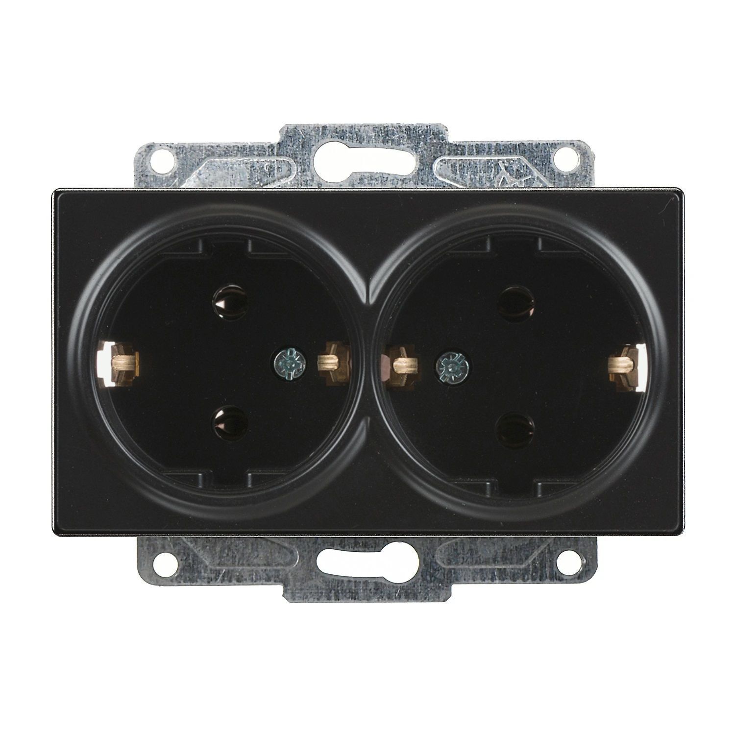 Günsan Eqona Metalik Siyah İkili Topraklı Priz- 16A 250V - Vidalı