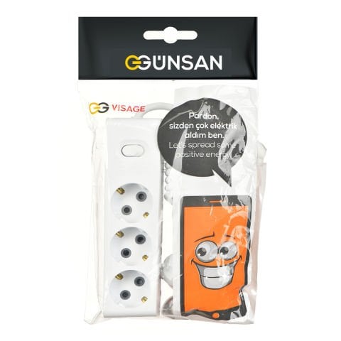 Günsan Üçlü Çocuk Korumalı Topraklı Anahtarlı Priz 2m