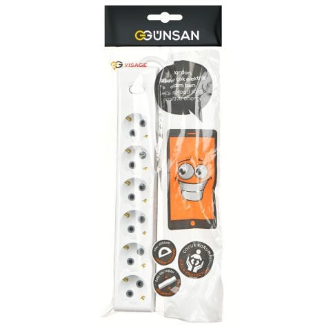 Günsan Altılı Çocuk Korumalı Topraklı Anahtarlı Priz 2m