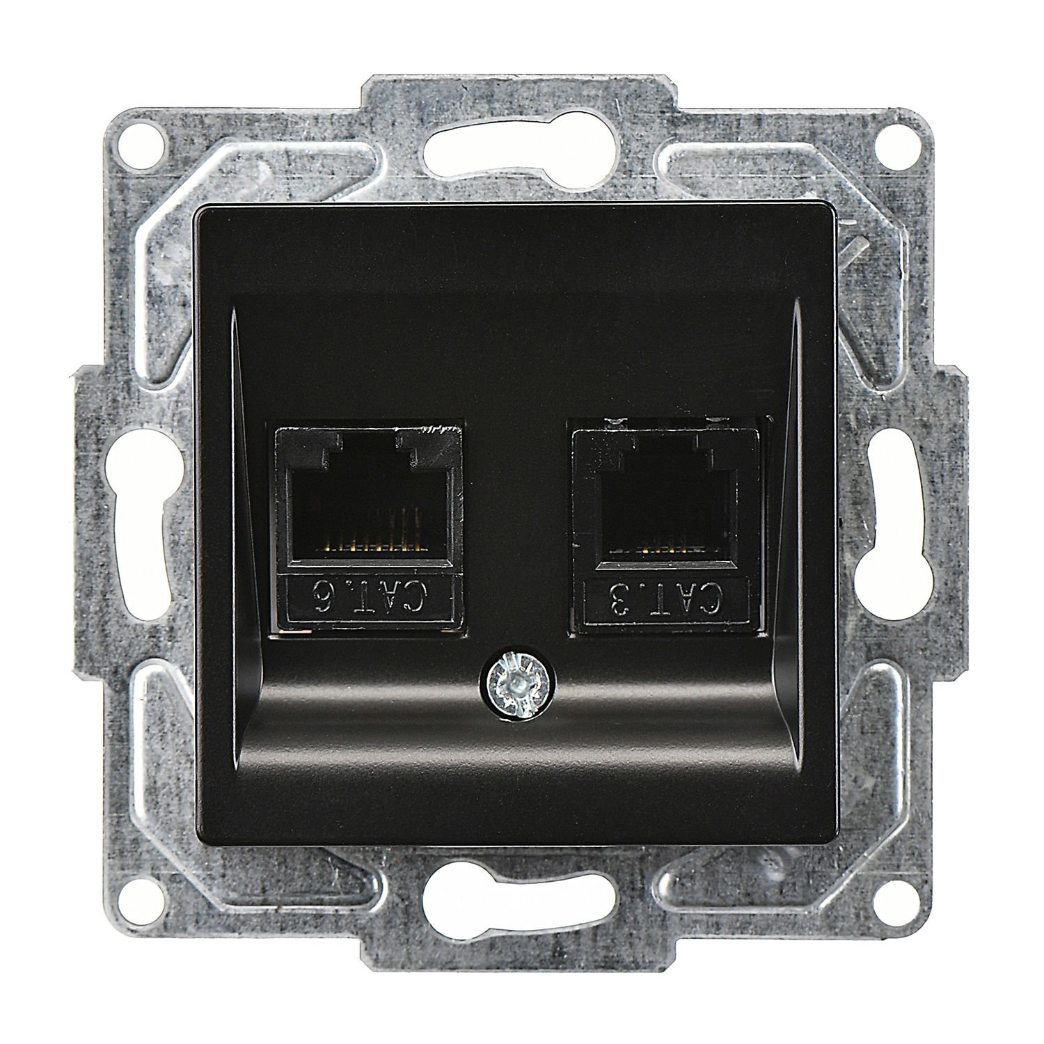 Günsan Eqona Metalik Siyah Vidalı Data & Nümeris Telefon Prizi (RJ45 Cat6 + Cat3)