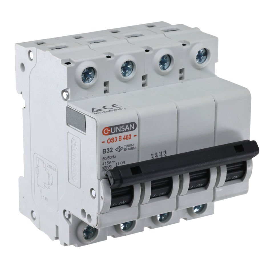 Günsan Valta Otomatik Sigorta 4P 6kA B Tip 32A Dört Kutuplu