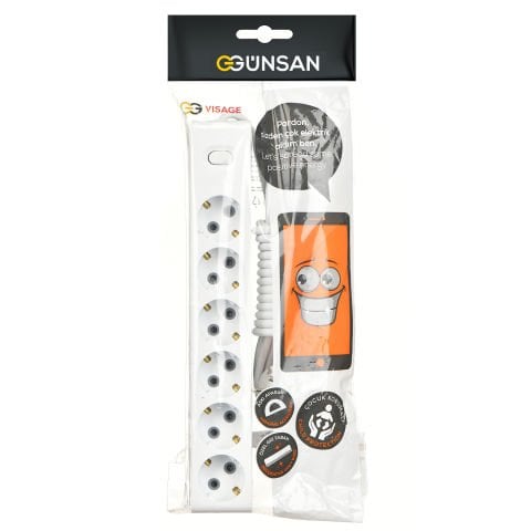 Günsan Altılı Çocuk Korumalı Topraklı Anahtarlı Priz 5m