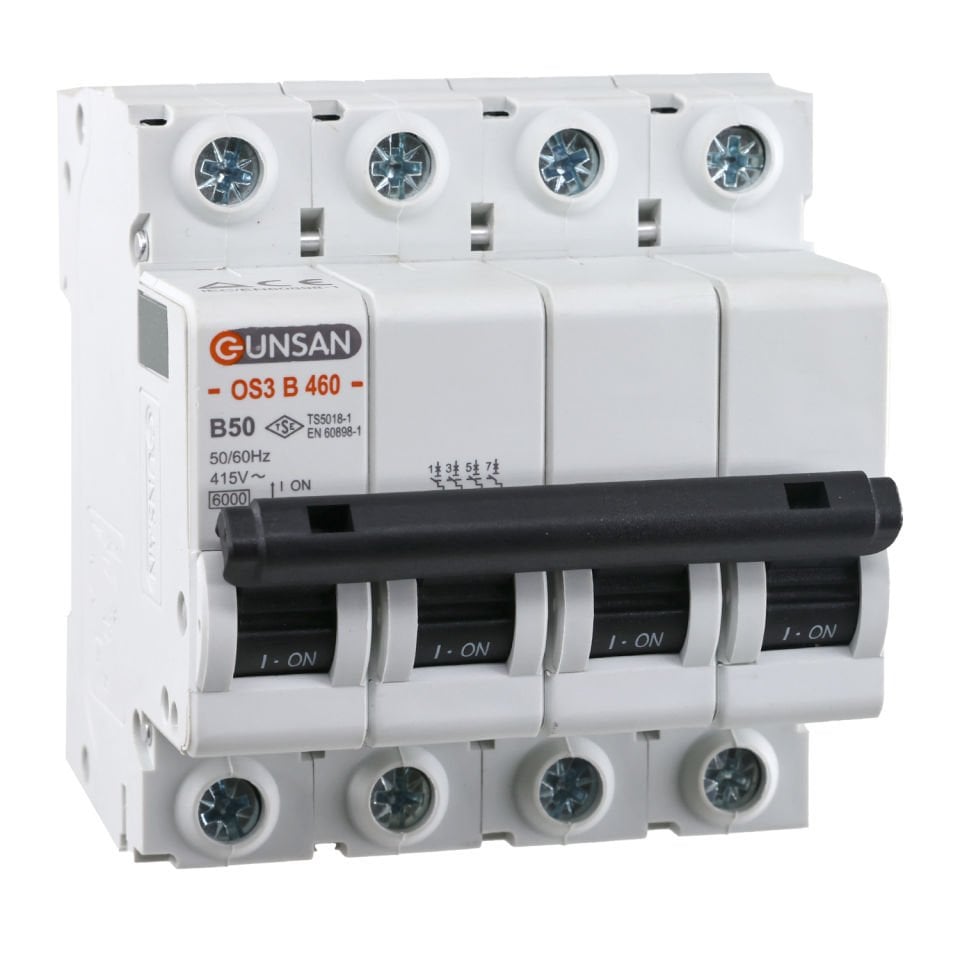 Günsan Valta Otomatik Sigorta 4P 6kA B Tip 50A Dört Kutuplu