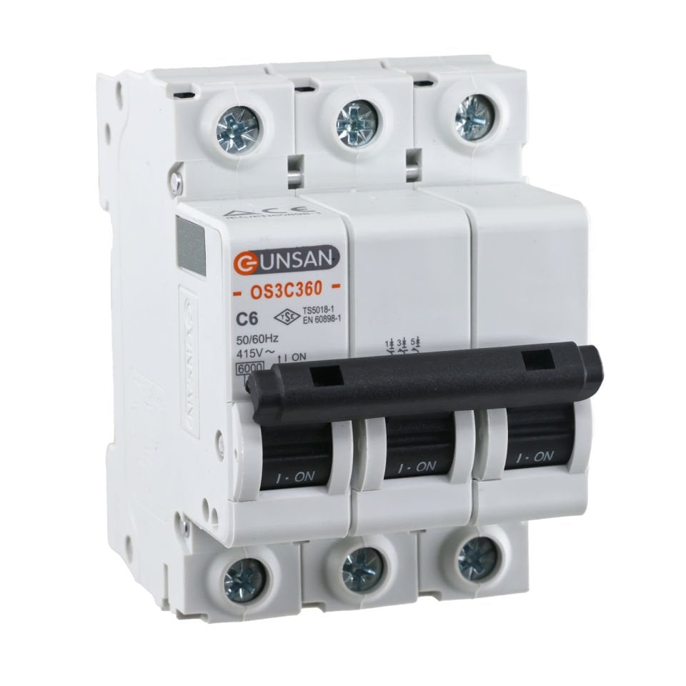 Günsan Valta Otomatik Sigorta 3P 6kA C Tip 6A Üç Kutuplu