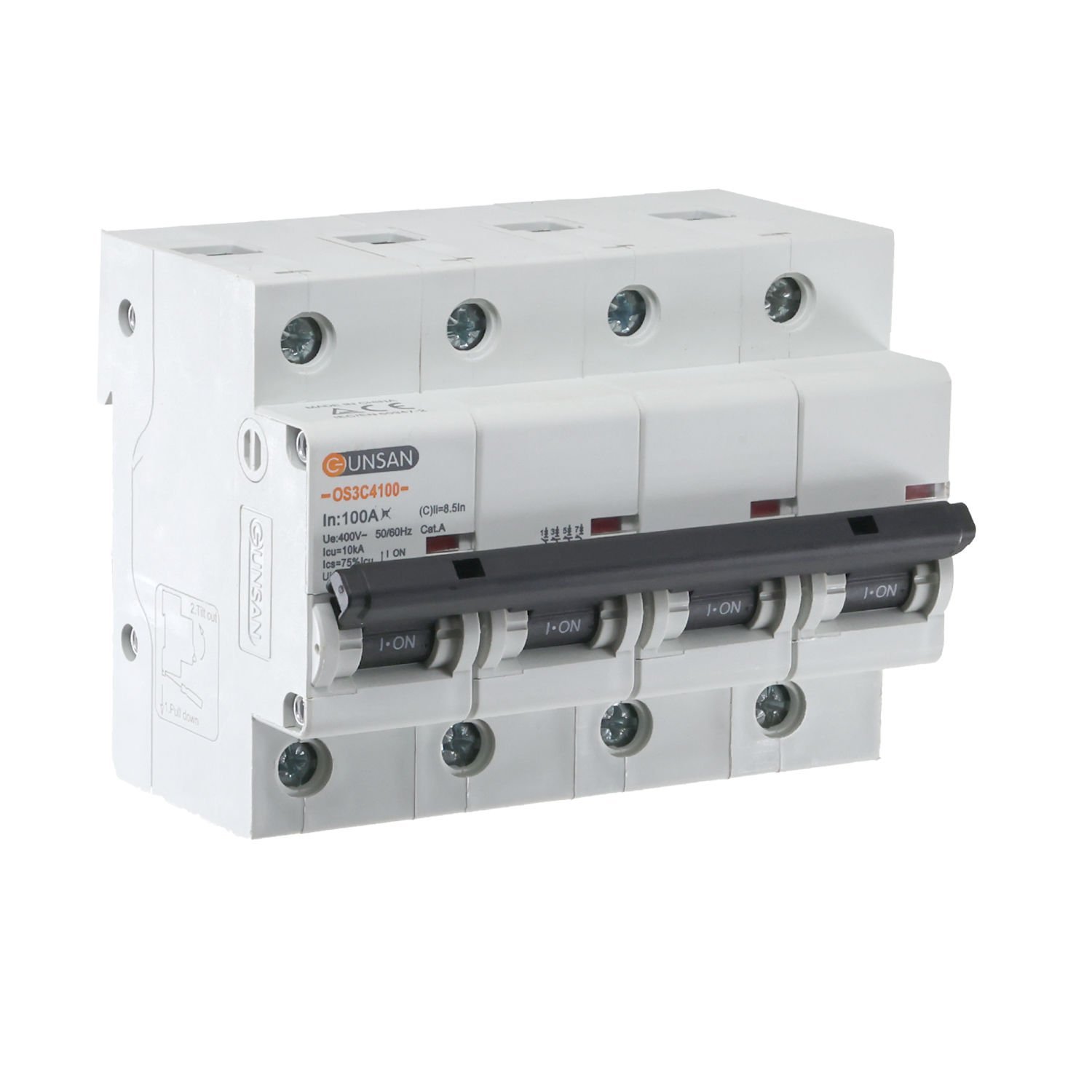 Günsan Valta Otomatik Sigorta 4P 10kA C Tip 100A Dört Kutuplu