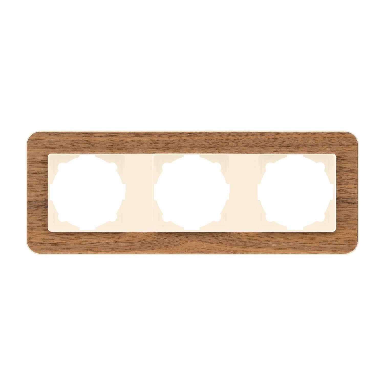 Günsan Radius Krem & Natural Walnut Üçlü Çerçeve