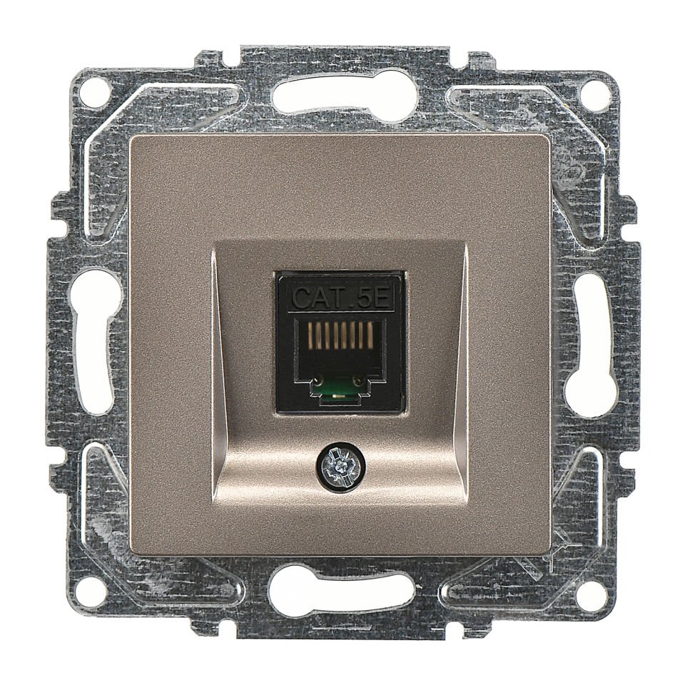Günsan Eqona Mocha Vidalı Tekli Data Prizi (RJ45 Cat5E)