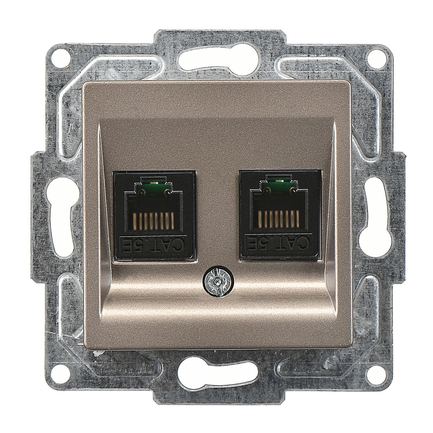 Günsan Eqona Mocha Vidalı İkili Data Prizi (2 x RJ45 Cat5E)