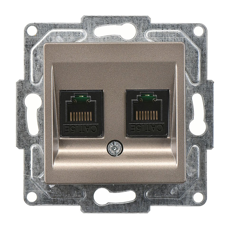 Günsan Eqona Mocha Vidalı İkili Data Prizi (2 x RJ45 Cat5E)