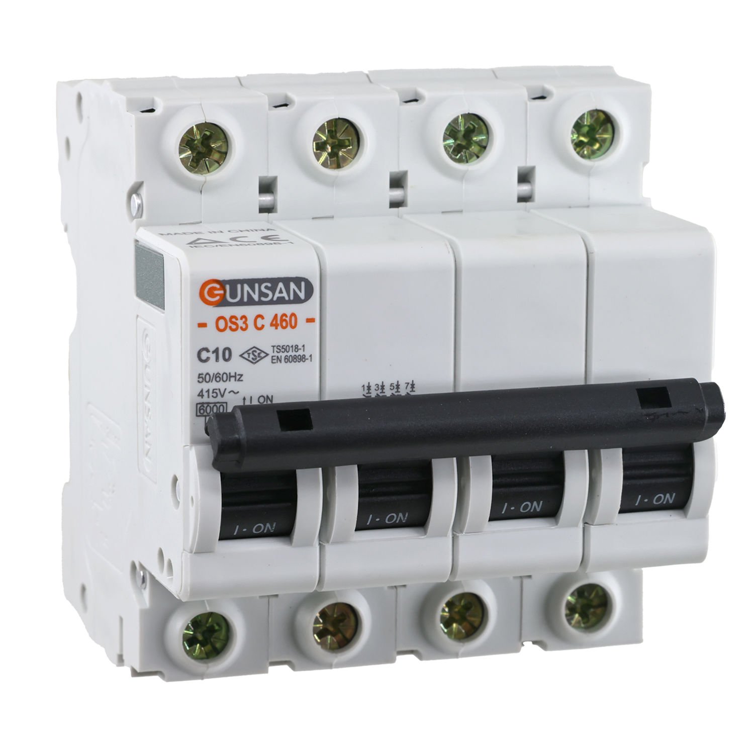 Günsan Valta Otomatik Sigorta 4P 6kA C Tip 10A Dört Kutuplu