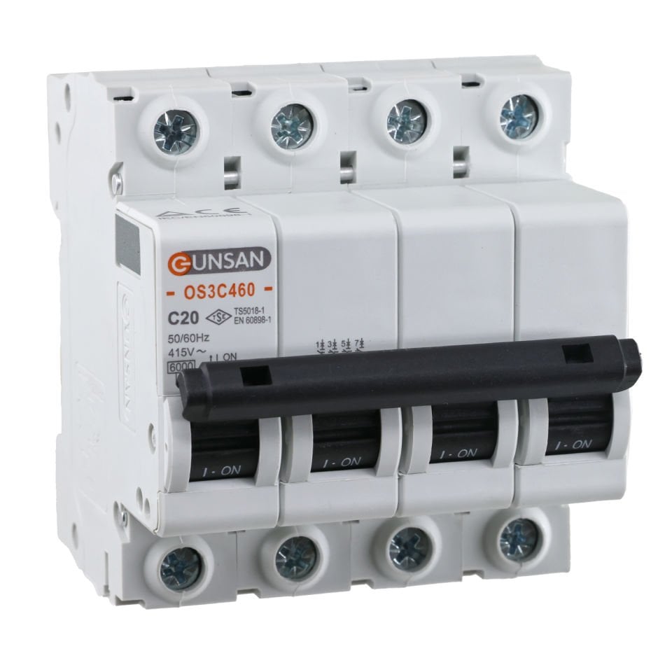Günsan Valta Otomatik Sigorta 4P 6kA C Tip 20A Dört Kutuplu