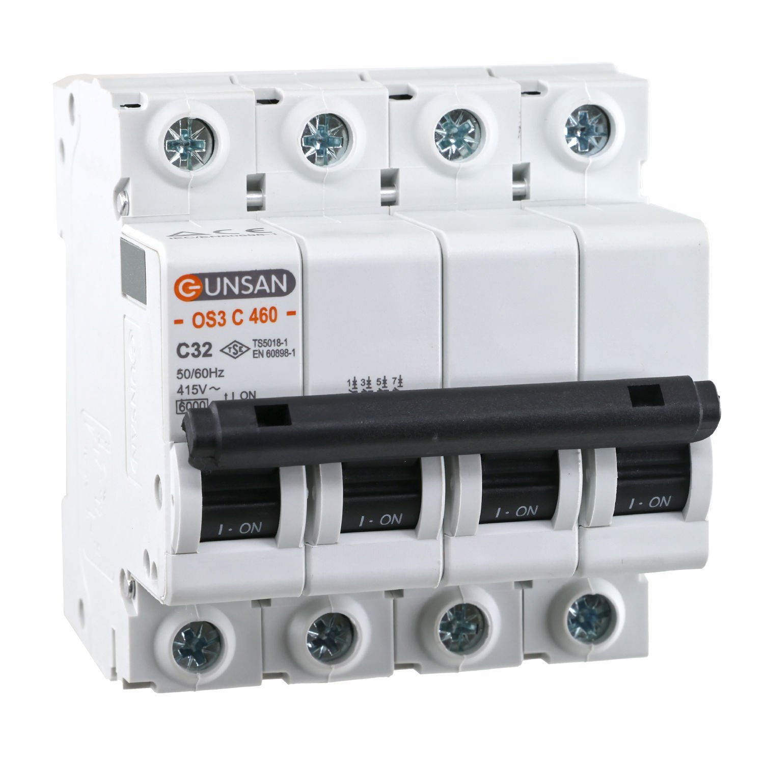 Günsan Valta Otomatik Sigorta 4P 6kA C Tip 32A Dört Kutuplu