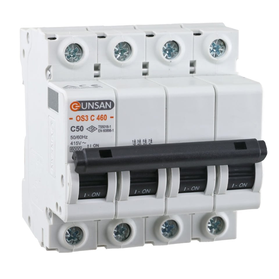 Günsan Valta Otomatik Sigorta 4P 6kA C Tip 50A Dört Kutuplu