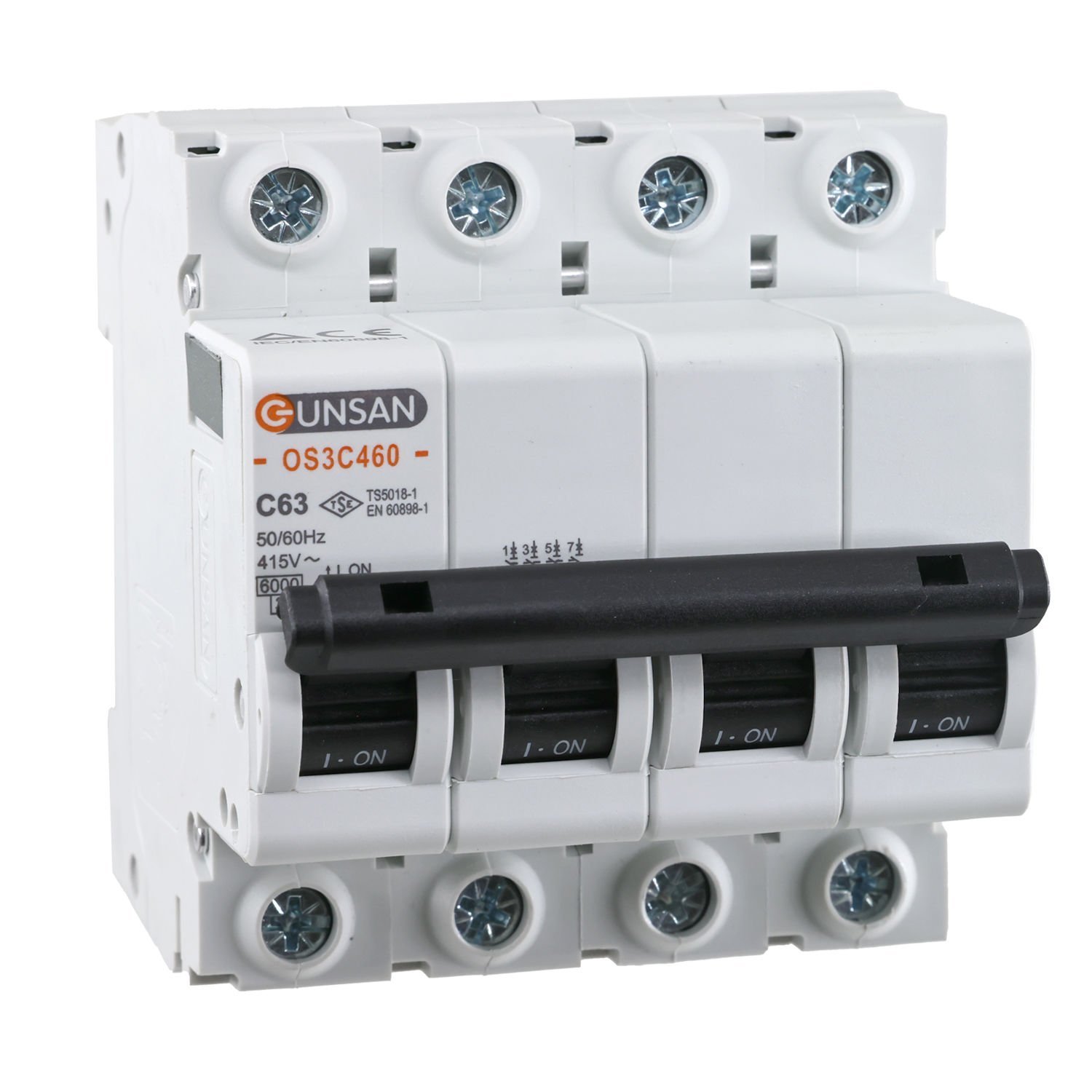 Günsan Valta Otomatik Sigorta 4P 6kA C Tip 63A Dört Kutuplu