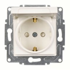 Günsan Eqona Fildişi Beyazı Çocuk Korumalı Kapaklı Topraklı Priz- 16A 250V - Vidalı