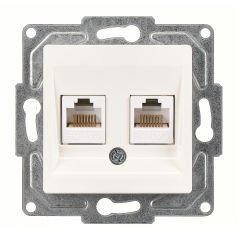 Günsan Eqona Fildişi Beyazı Vidalı İkili Data Prizi (2 x RJ45 Cat5E)