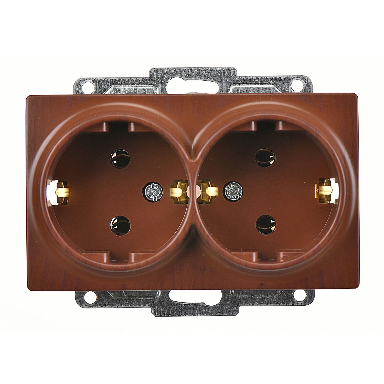 Günsan Visage Ceviz İkili Topraklı Priz- 16A 250V - Vidalı