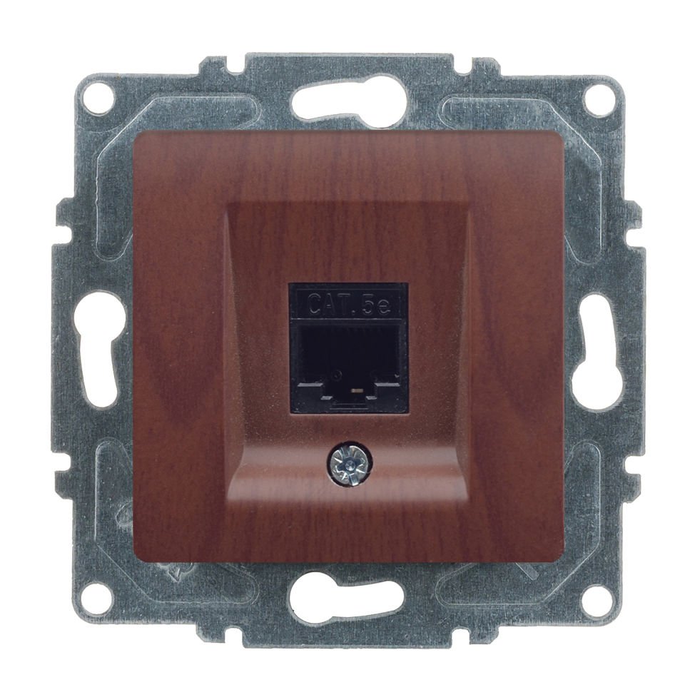 Günsan Visage Ceviz Vidalı Tekli Data Prizi (RJ45 Cat5E)