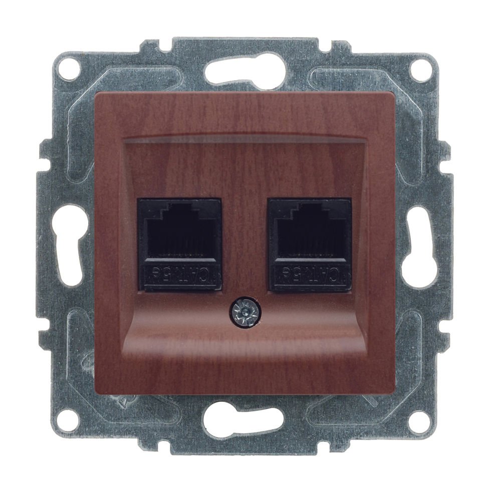 Günsan Visage Ceviz Vidalı İkili Data Prizi (2 x RJ45 Cat5E)