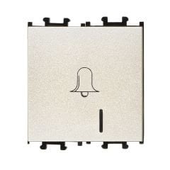 Günsan Domino Metalik Bej Vidalı Işıklı Geniş Zil Butonu - 2M - 16AX 250V