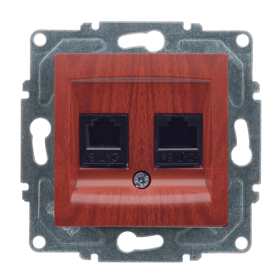 Günsan Visage Kiraz Vidalı Data + Nümeris Telefon Prizi (RJ45 Cat5E + Cat3)