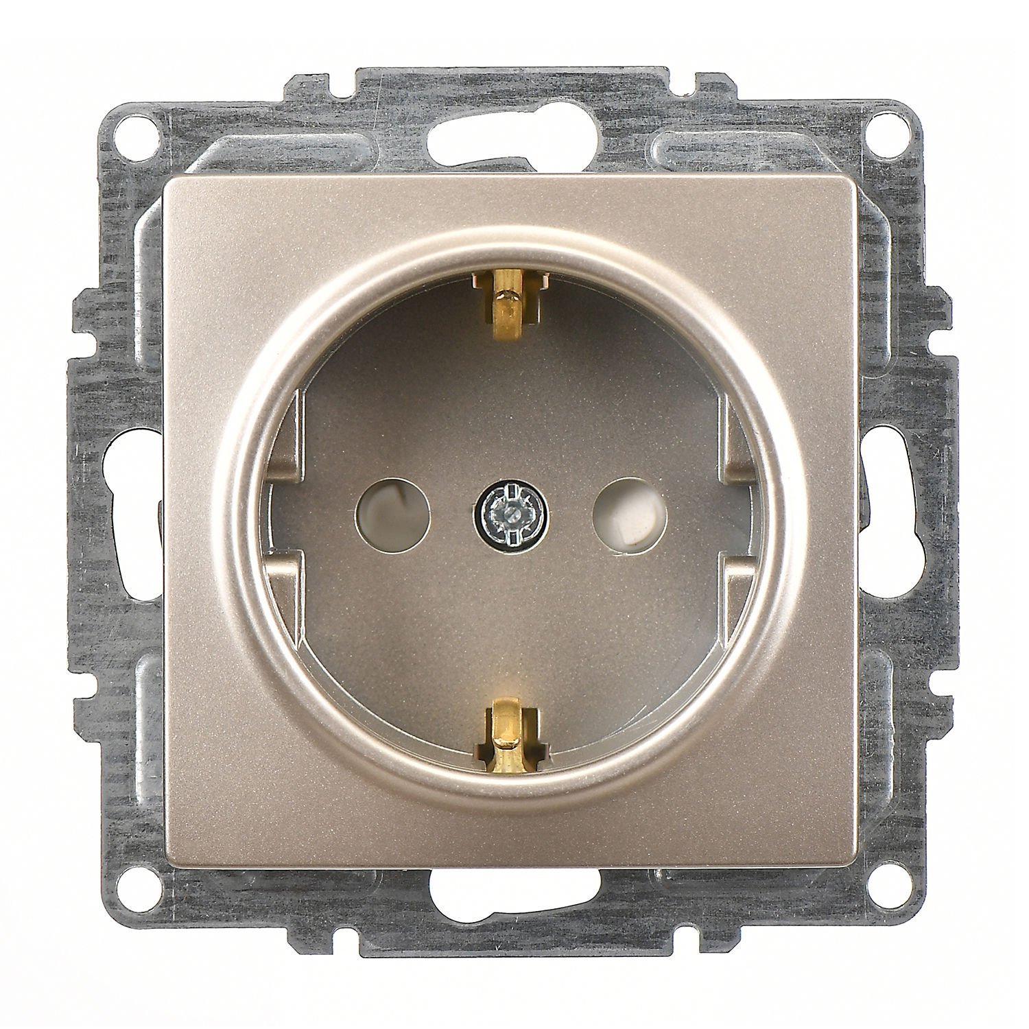 Günsan Visage Metalik Bej Çocuk Korumalı Topraklı Priz - 16A 250V - Vidalı