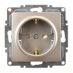 Günsan Visage Metalik Bej Çocuk Korumalı Topraklı Priz - 16A 250V - Vidalı