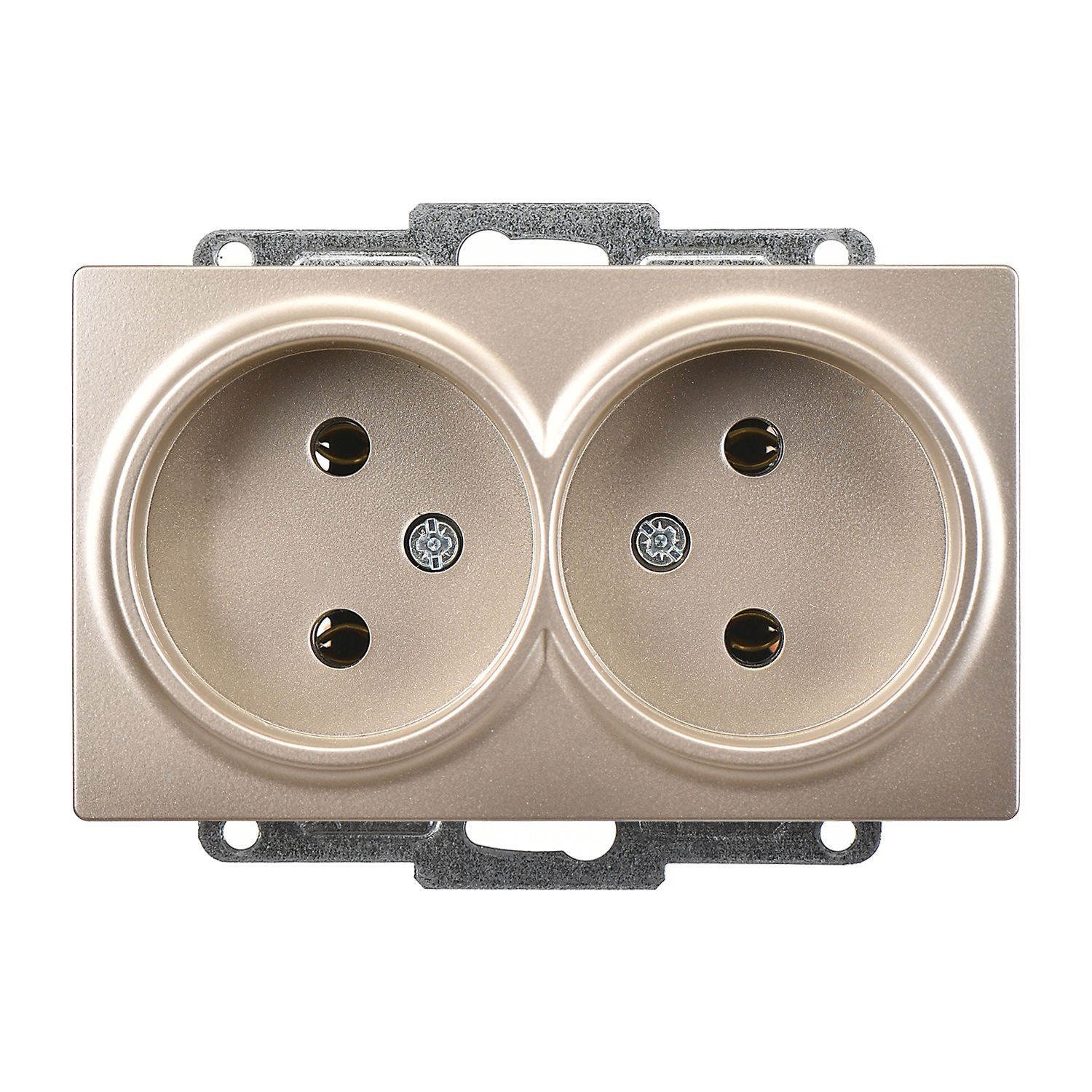 Günsan Visage Metalik Bej İkili Priz- 16A 250V - Vidalı