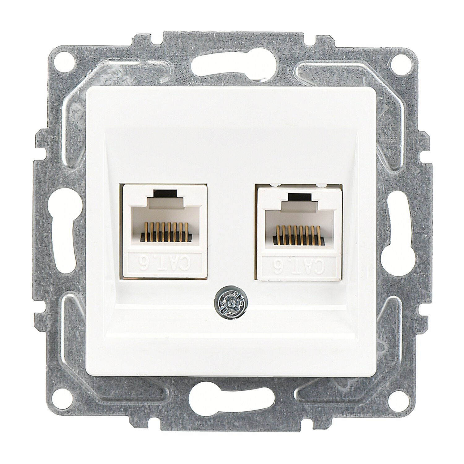 Günsan Eqona Beyaz Vidalı İkili Data Prizi (2 x RJ45 Cat6)