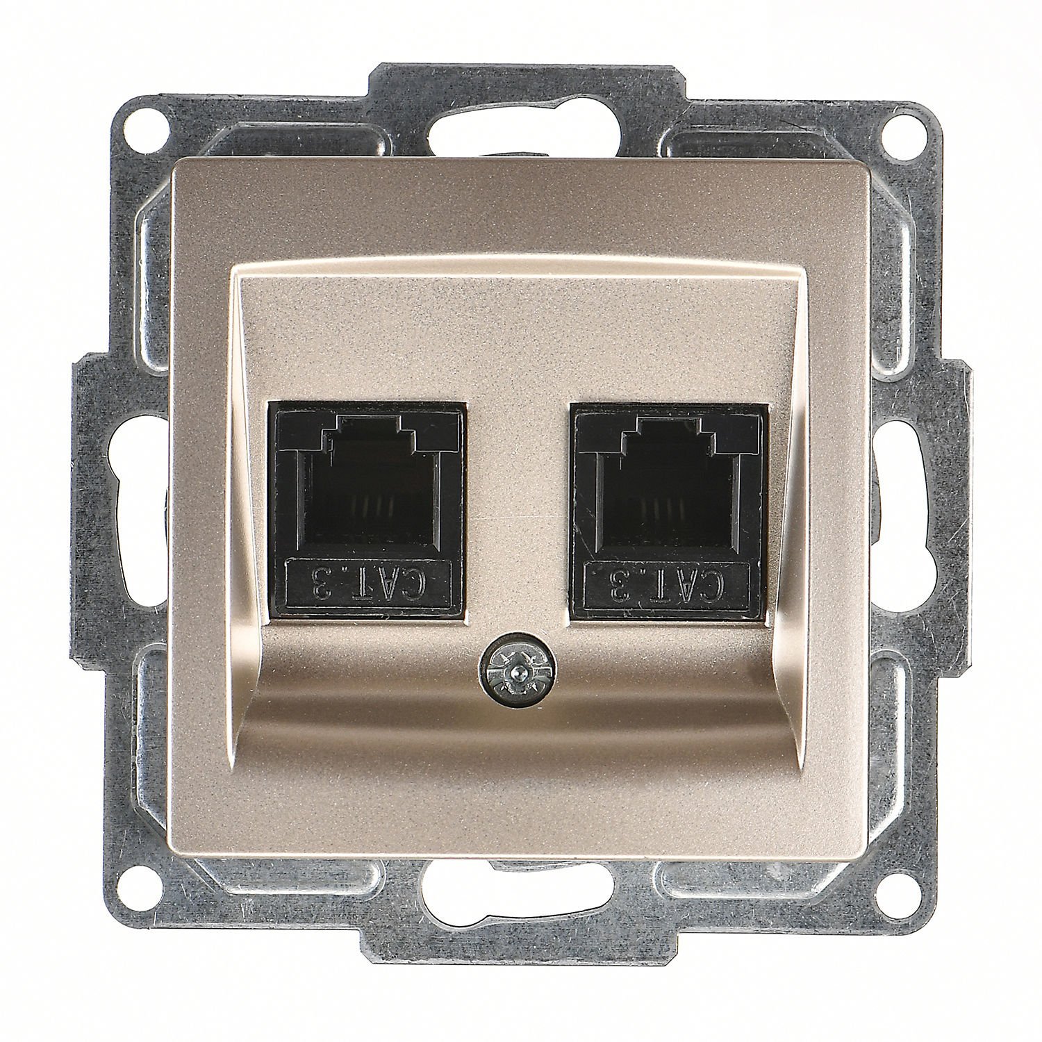 Günsan Visage Metalik Bej Vidalı İkili Nümeris Telefon Prizi (2 x Cat3)